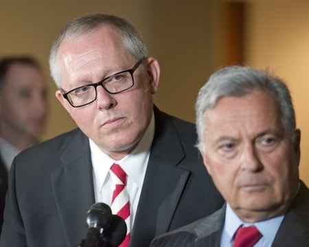 Michael Caputo and Dennis Vacco during a testimony at the court.